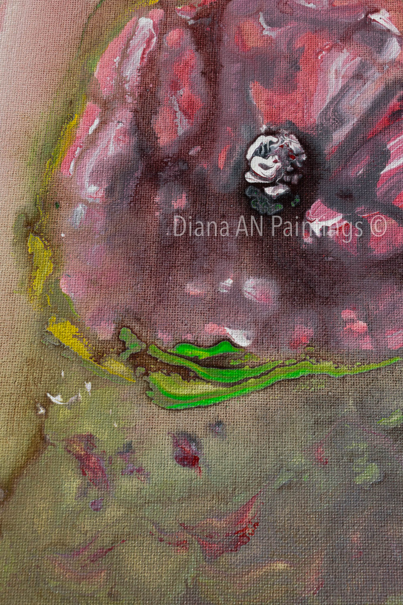 Original Flower Painting Acrylic 9 x 12 on Canvas “Crystal Flower" by Artist Diana AN