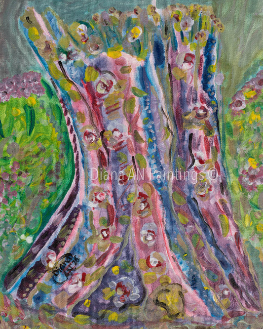 Original Tree Painting Acrylic 9 x 12 on Canvas “Spring Shade" by Artist Diana AN