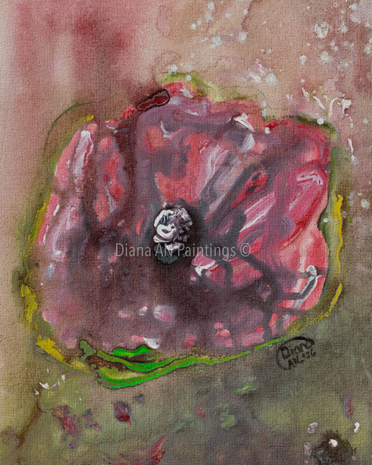 Original Flower Painting Acrylic 9 x 12 on Canvas “Crystal Flower" by Artist Diana AN