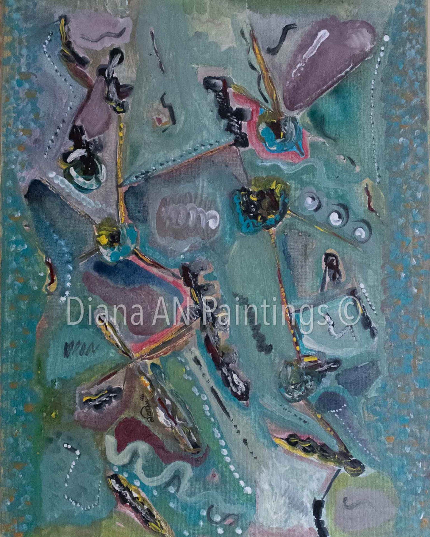 Original Abstract Painting Acrylic 16 x 20 on Canvas “Electric" by Artist Diana AN