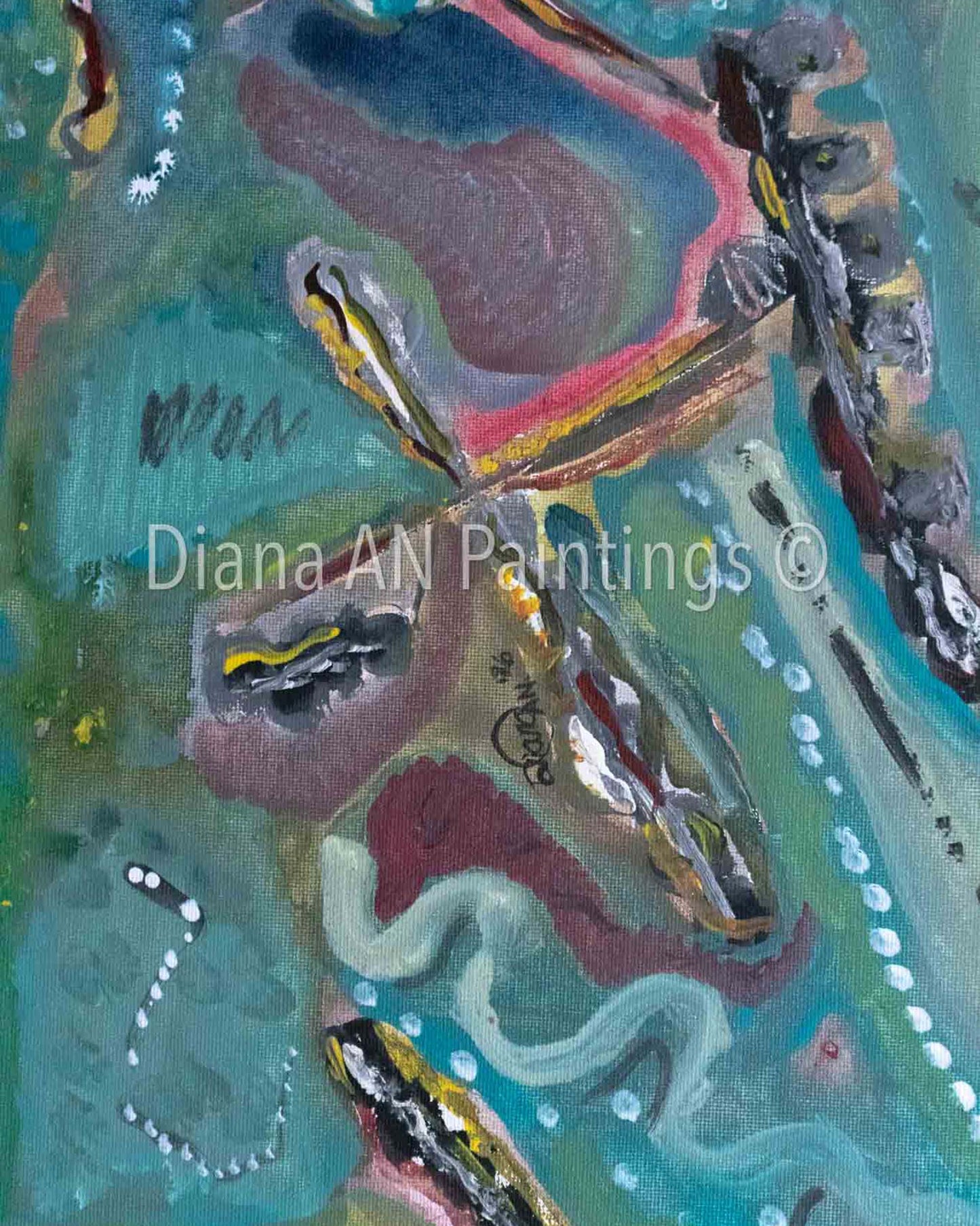 Original Abstract Painting Acrylic 16 x 20 on Canvas “Electric" by Artist Diana AN